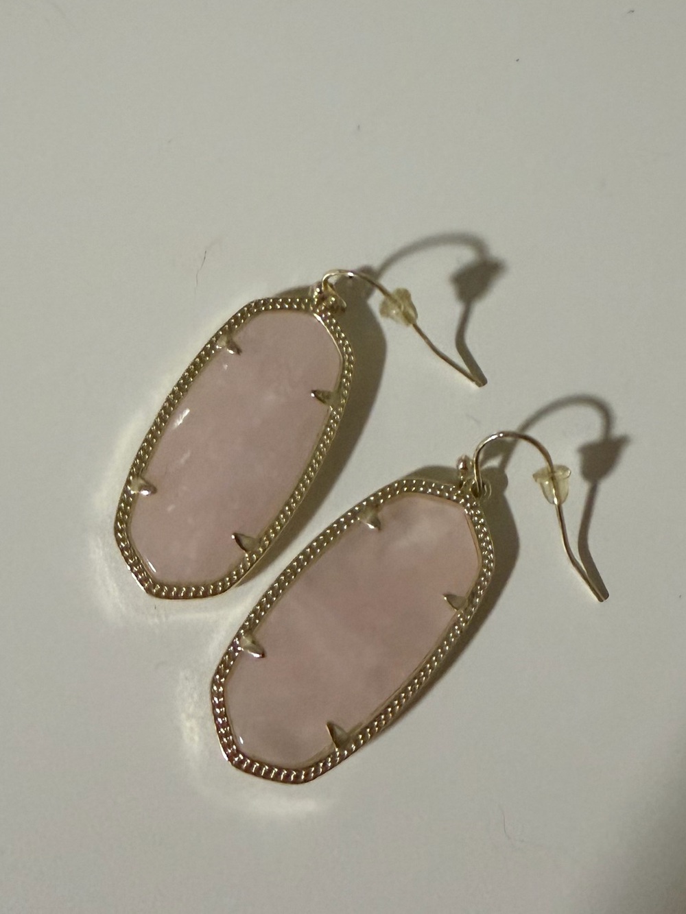 Kendra Scott Gold-Frame Pink Stone Drop Earrings